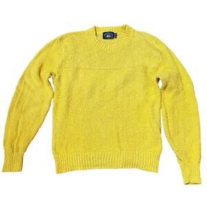 VINTAGE Boathouse Row Men's Medium Bright Yellow Knit Crew Neck Sweater USA MADE
